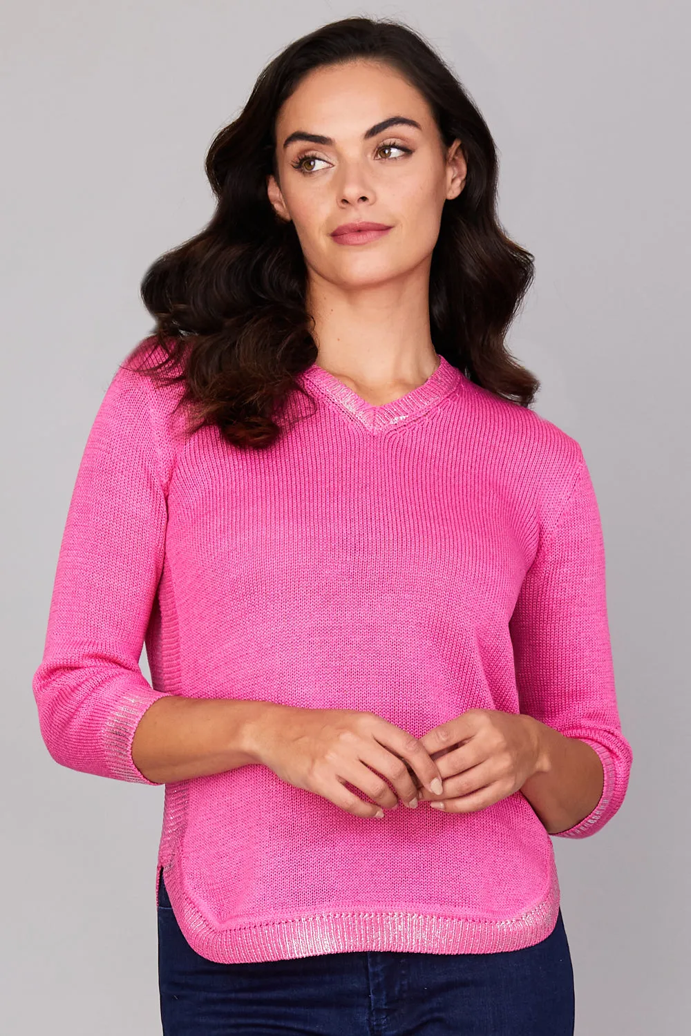 Silver Stripe V Neck: FINAL SALE