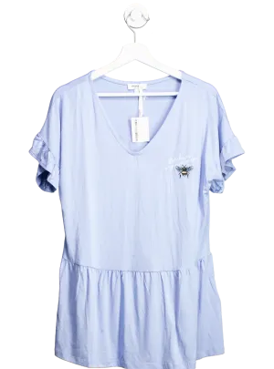 SimplyBe Blue Embroidered "Bee Kind To Your Mind" Peplum t-shirt  UK 12