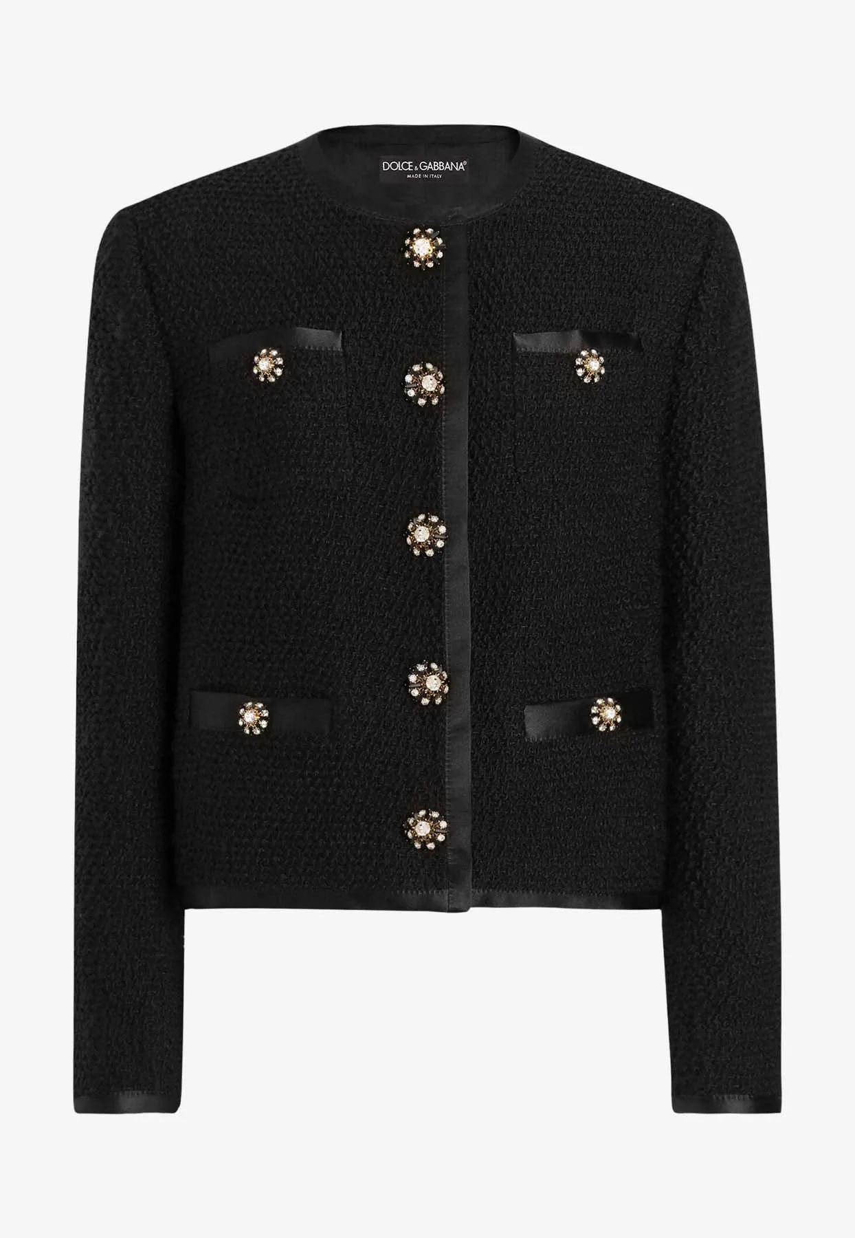 Single-Breasted Bouclé Tweed Jacket