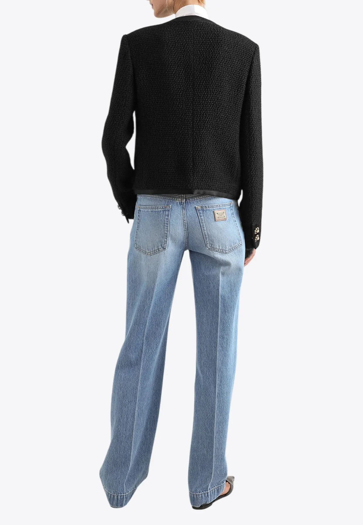 Single-Breasted Bouclé Tweed Jacket