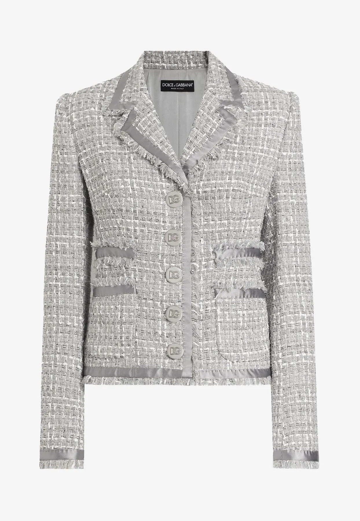 Single-Breasted Lamé Bouclé Jacket