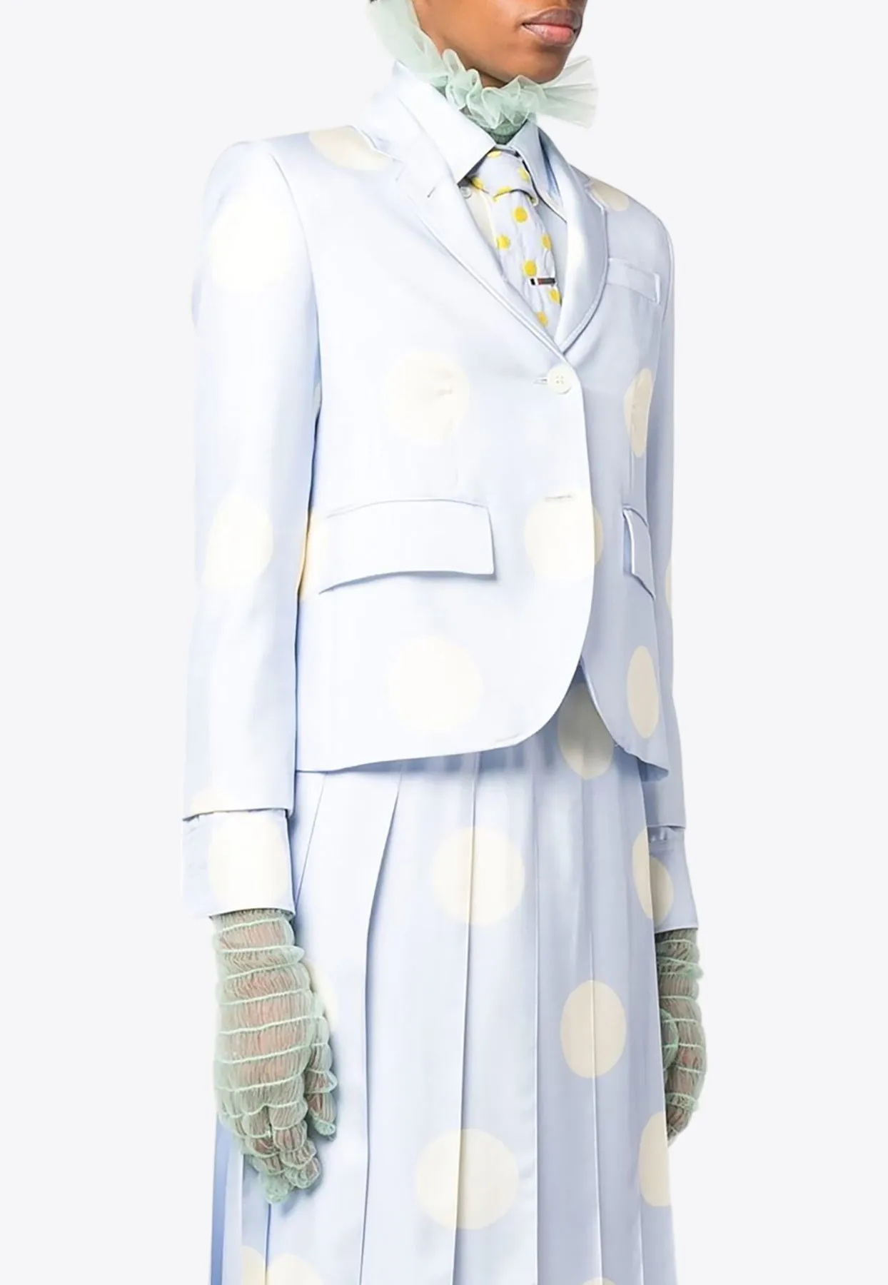 Single-Breasted Polka Dot Blazer