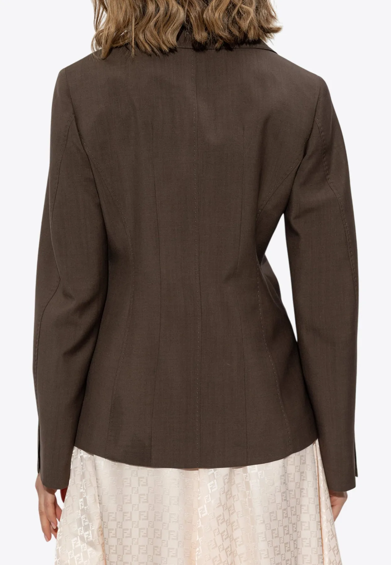 Single-Breasted Wool Blend Blazer
