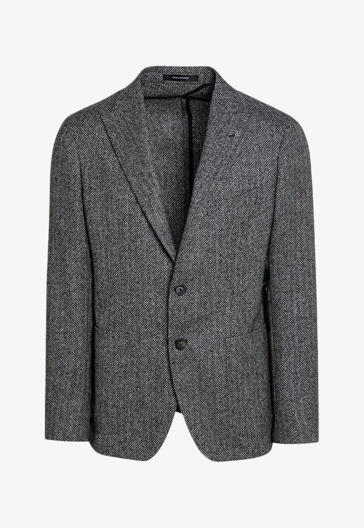 Single-Breasted Wool Herringbone Blazer