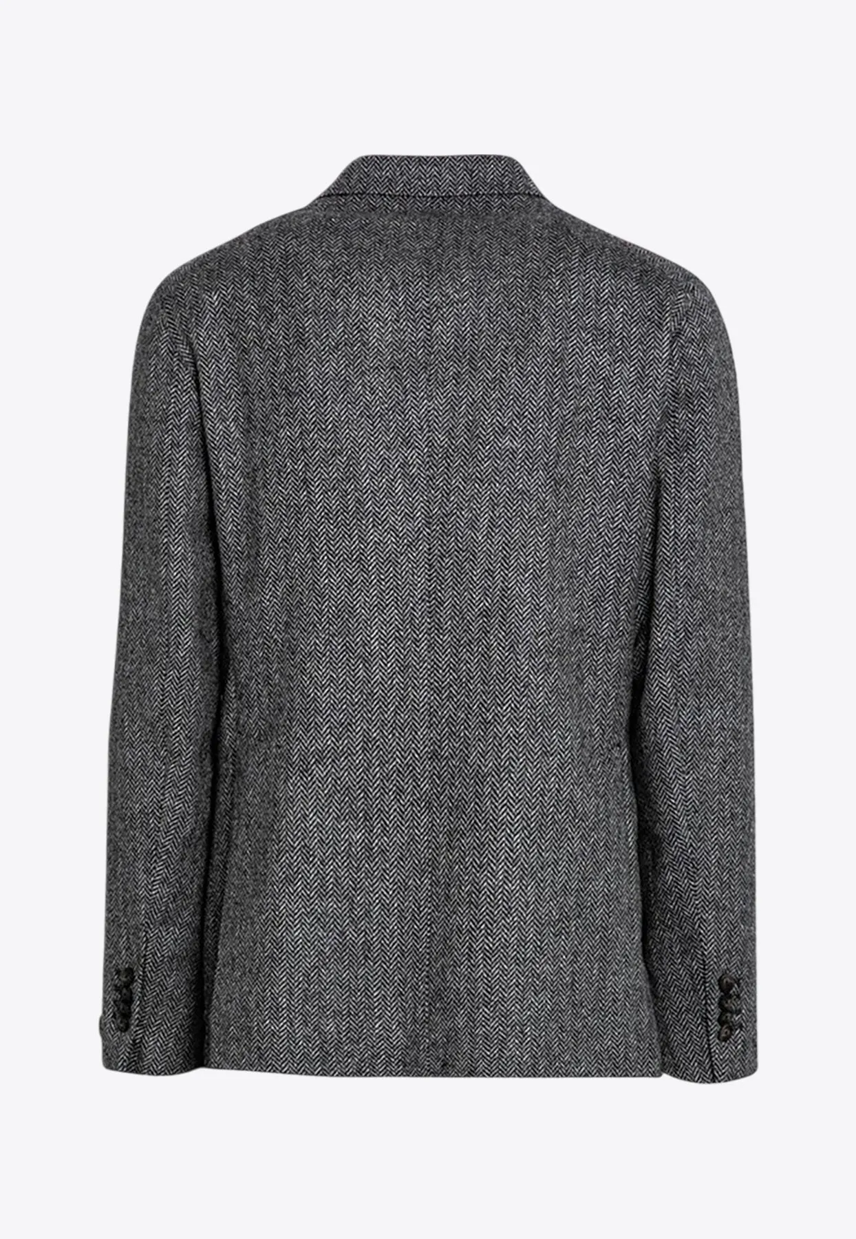 Single-Breasted Wool Herringbone Blazer