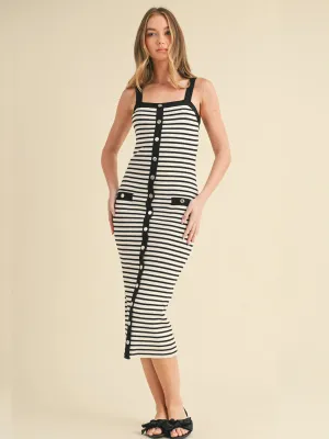Sleeveless Stripped Midi Dress