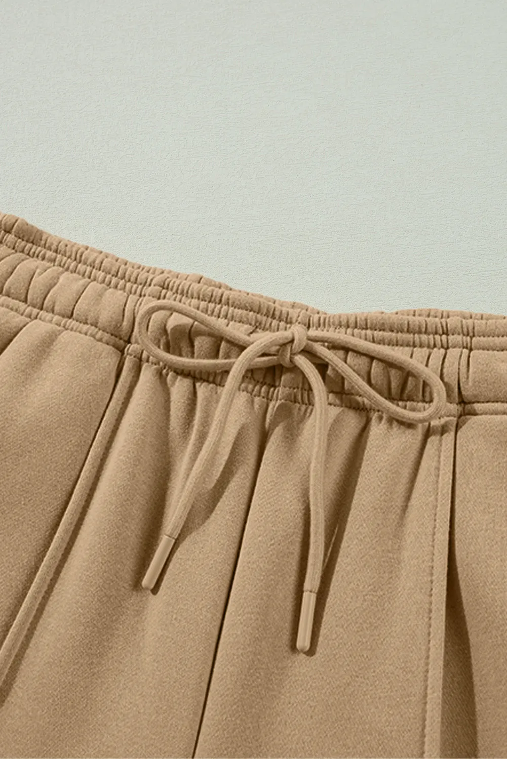 Smoke Gray Exposed Seam Drawstring High Waist Wide Leg Pants