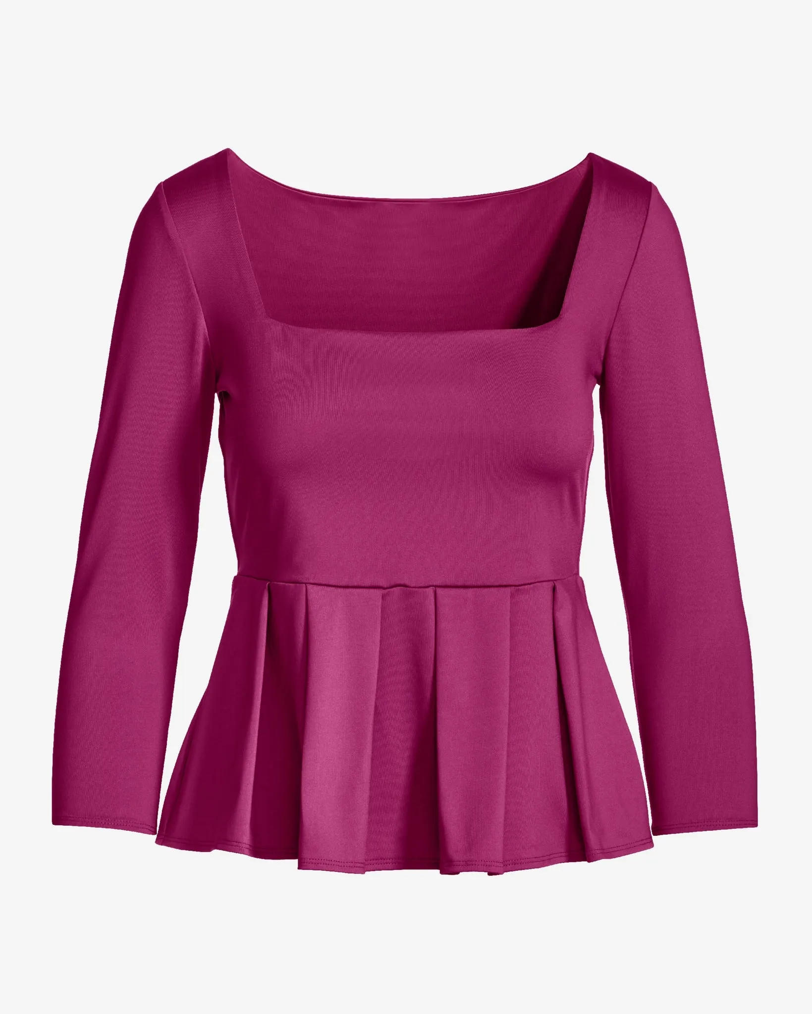 So Modern Peplum Pleated Knit Top Festival Fuchsia