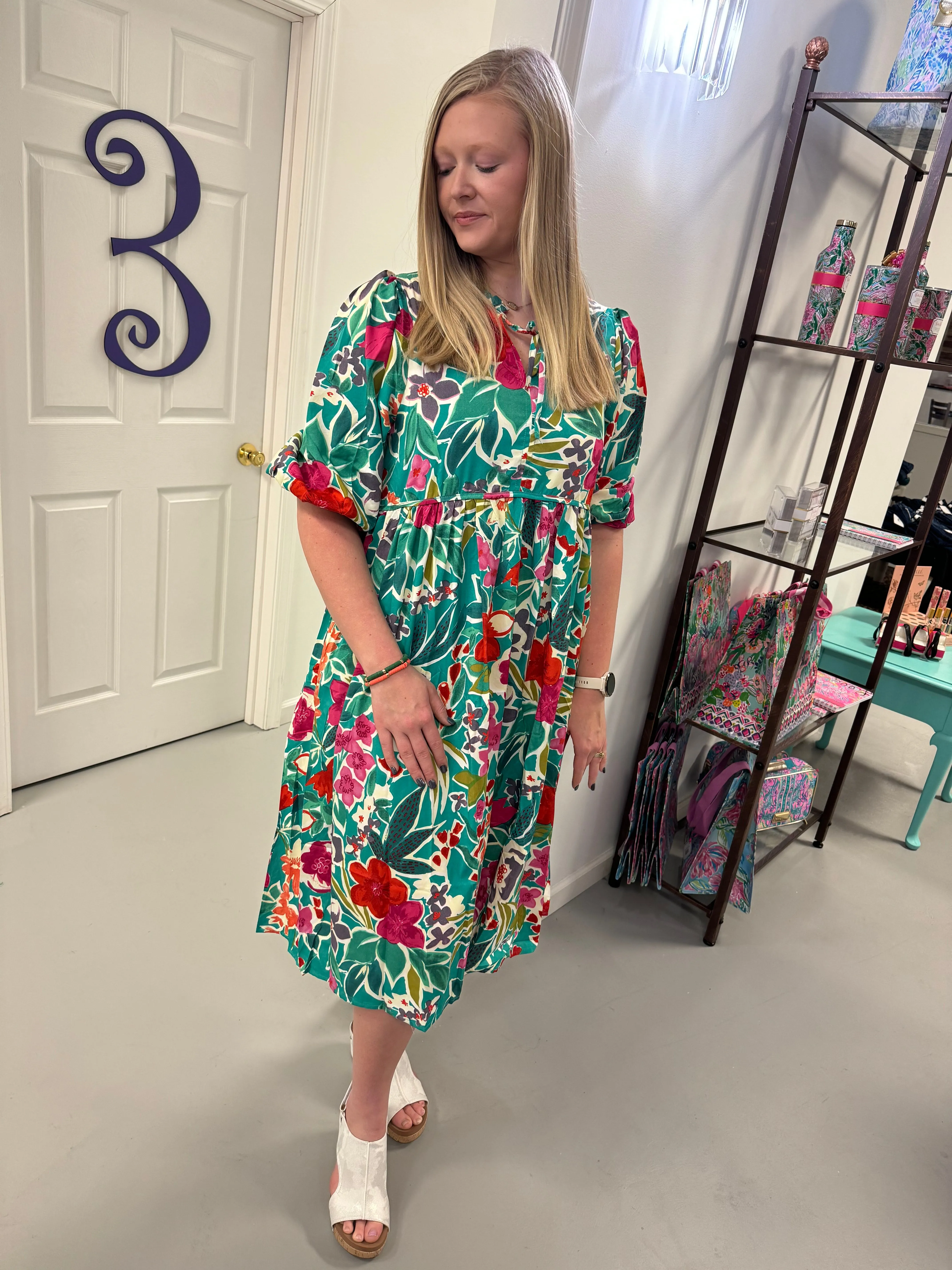 Spring In Floral Dress / Jade