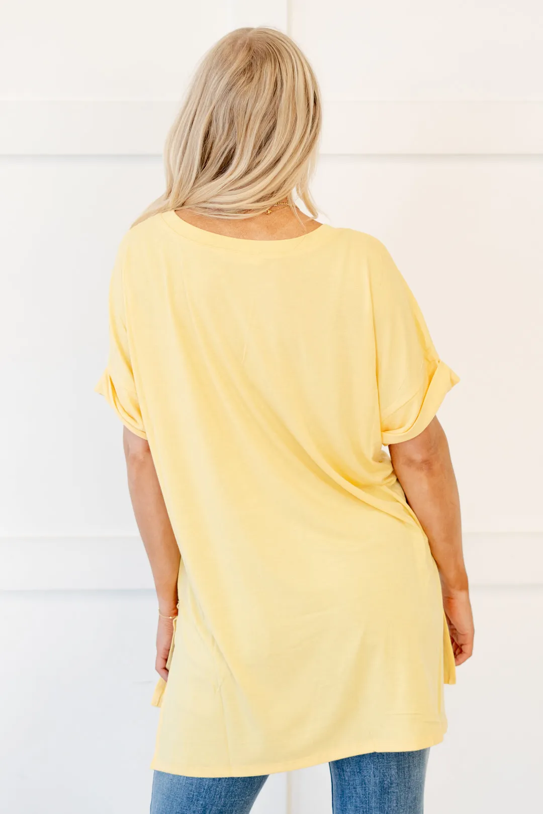 Springs Here! High Low Hem V Neck Top