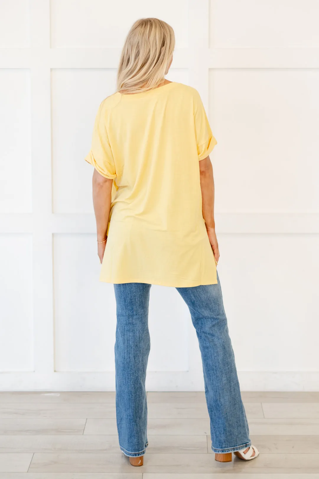 Springs Here! High Low Hem V Neck Top