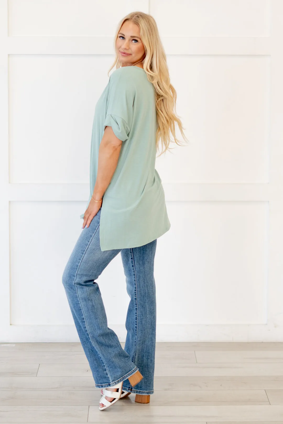 Springs Here! High Low Hem V Neck Top