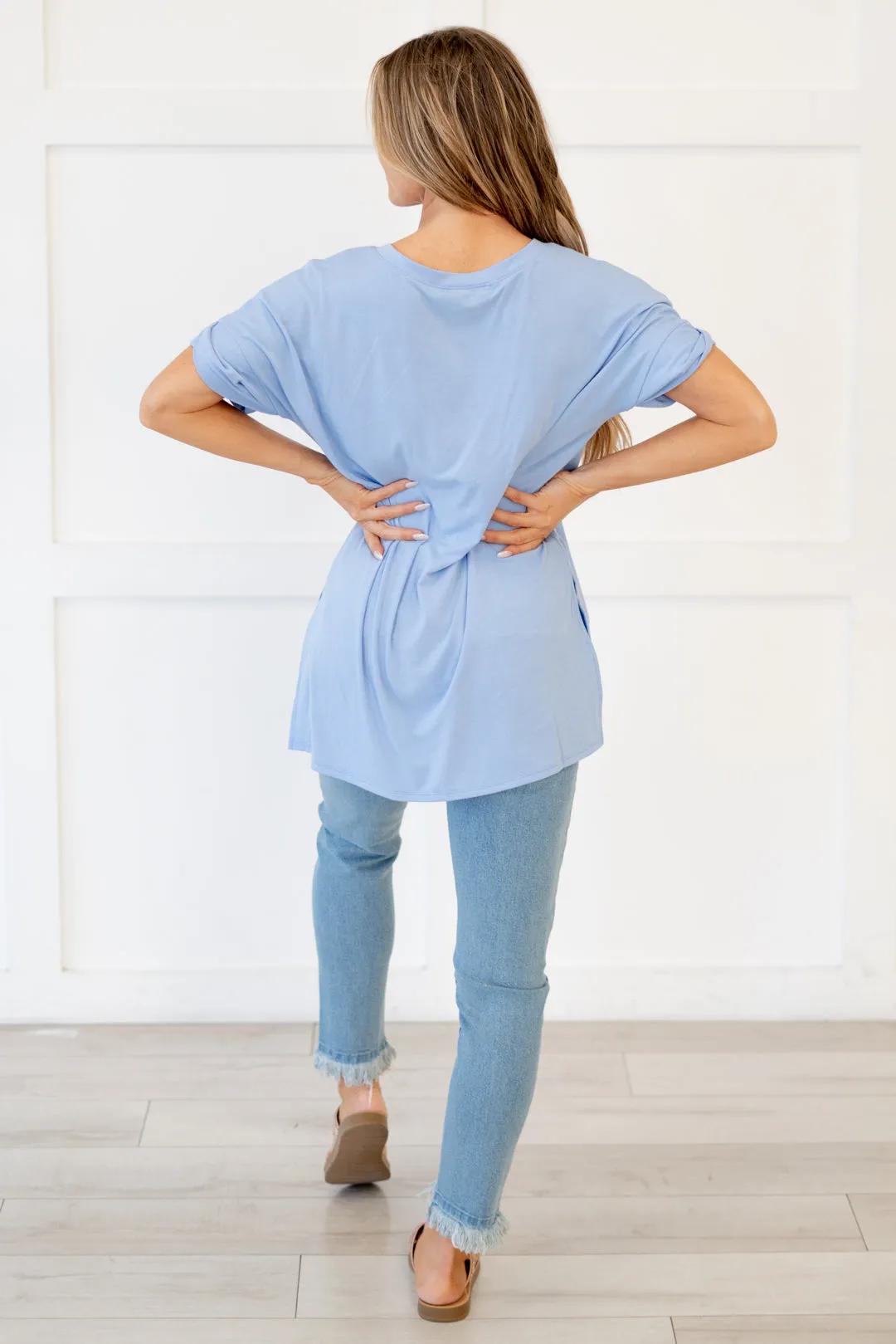 Springs Here! High Low Hem V Neck Top