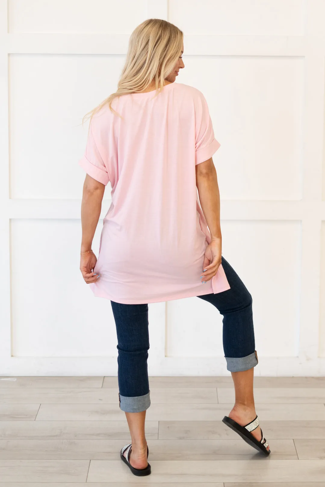 Springs Here! High Low Hem V Neck Top