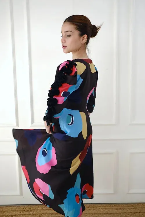 Statement Black Print Dress