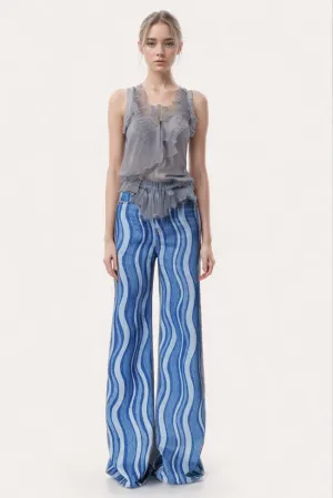 Striped High Waist Wide Leg Pants
