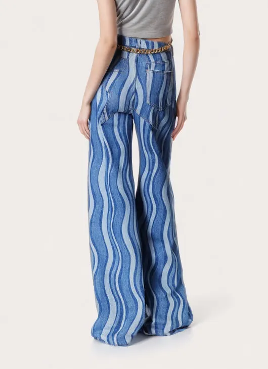 Striped High Waist Wide Leg Pants