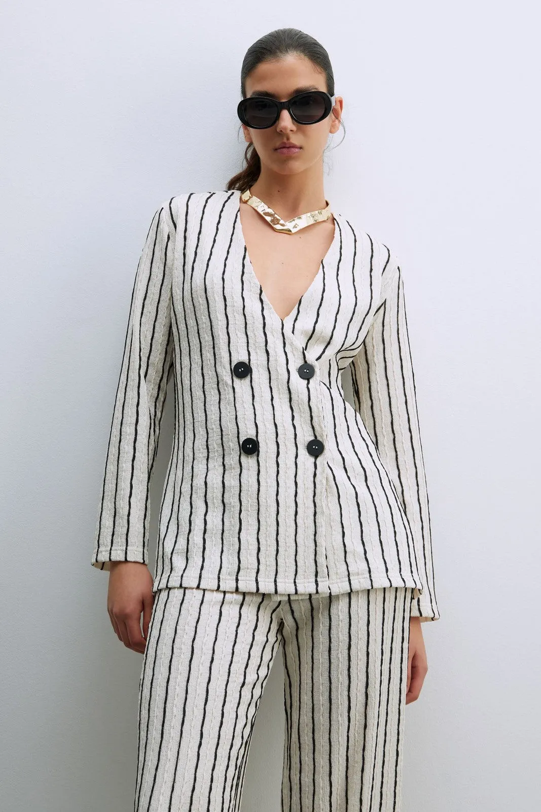 Structured blazer - Print Blanc
