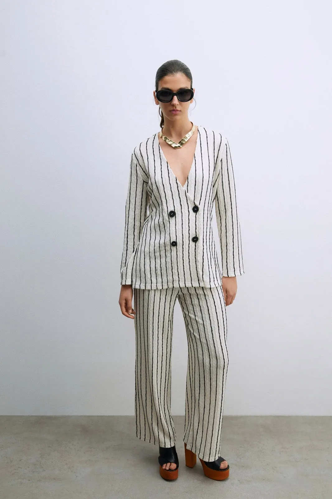 Structured blazer - Print Blanc