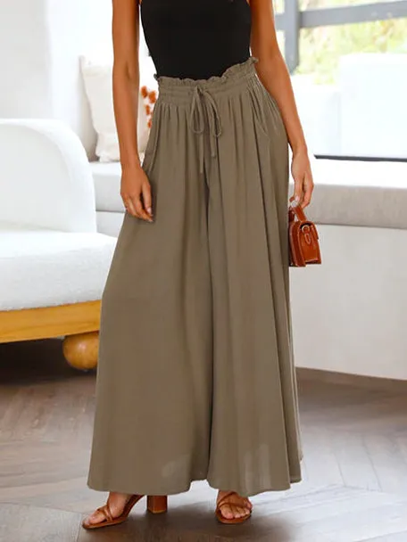 Stunncal Drawstring Elastic Waist Wide Leg Baggy Pants(5 Colors )