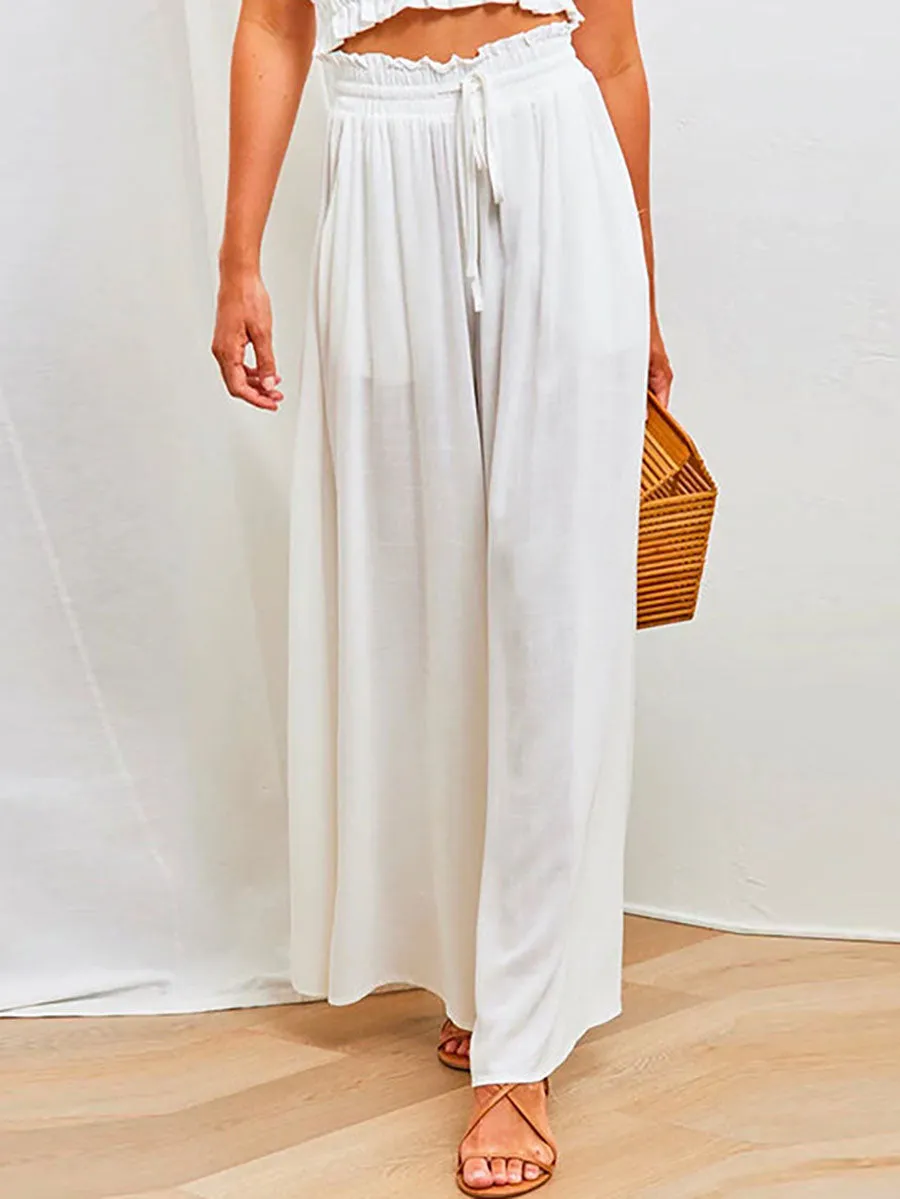 Stunncal Drawstring Elastic Waist Wide Leg Baggy Pants(5 Colors )