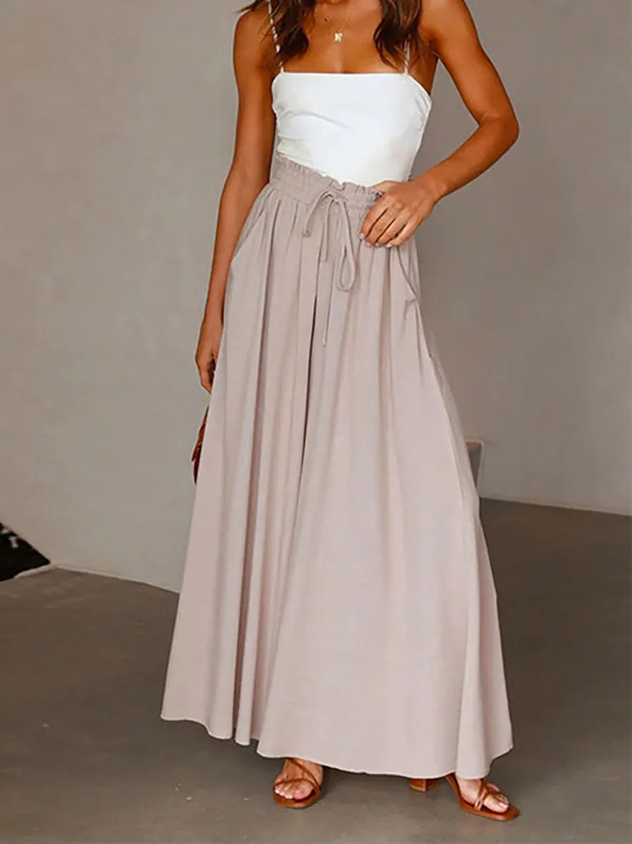 Stunncal Drawstring Elastic Waist Wide Leg Baggy Pants(5 Colors )