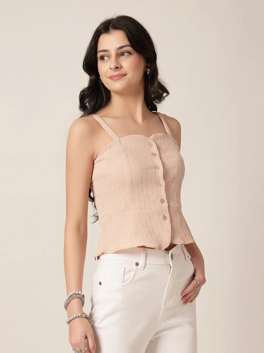 Style Quotient Women Peach Sleeveless Top
