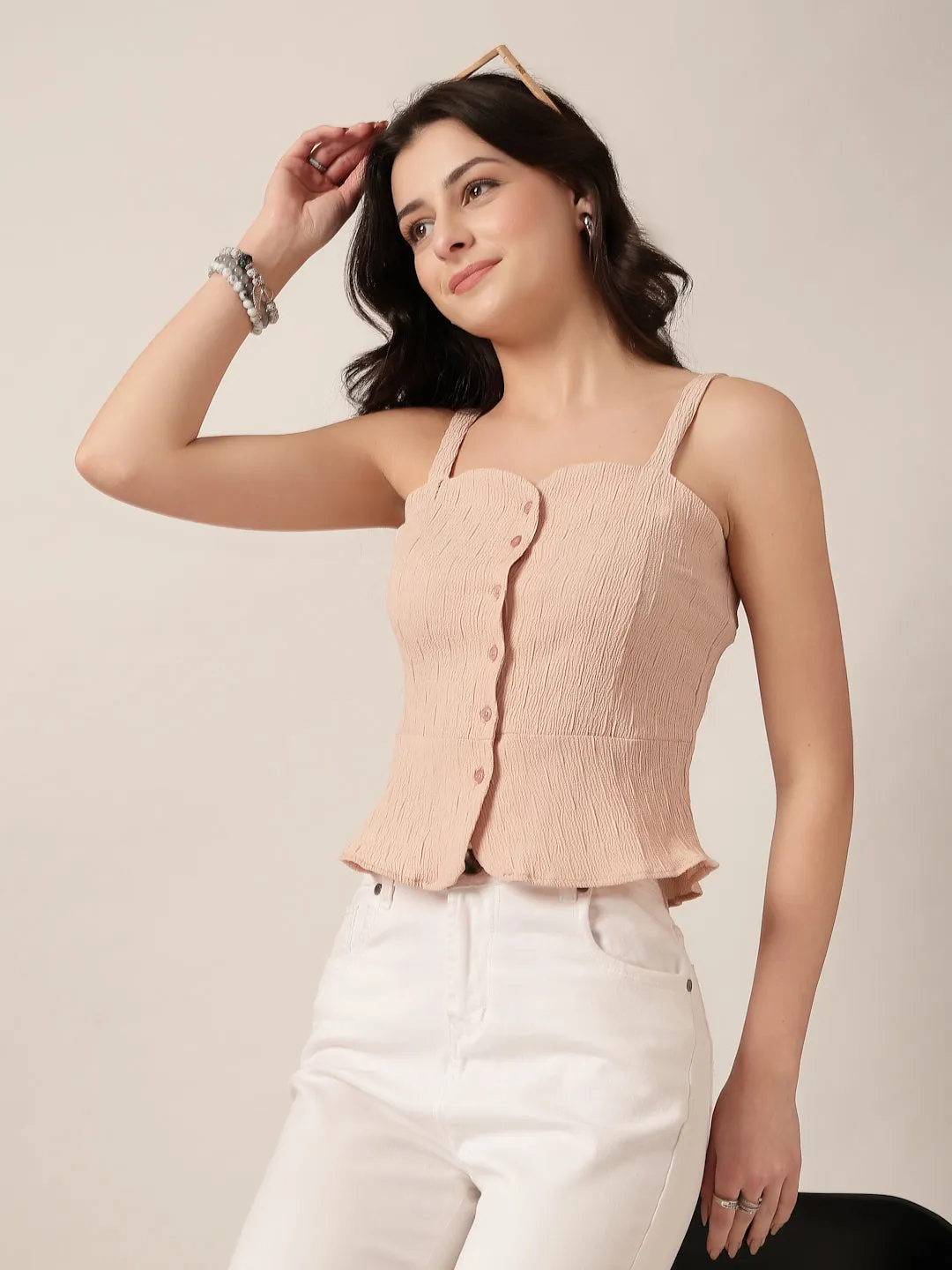 Style Quotient Women Peach Sleeveless Top