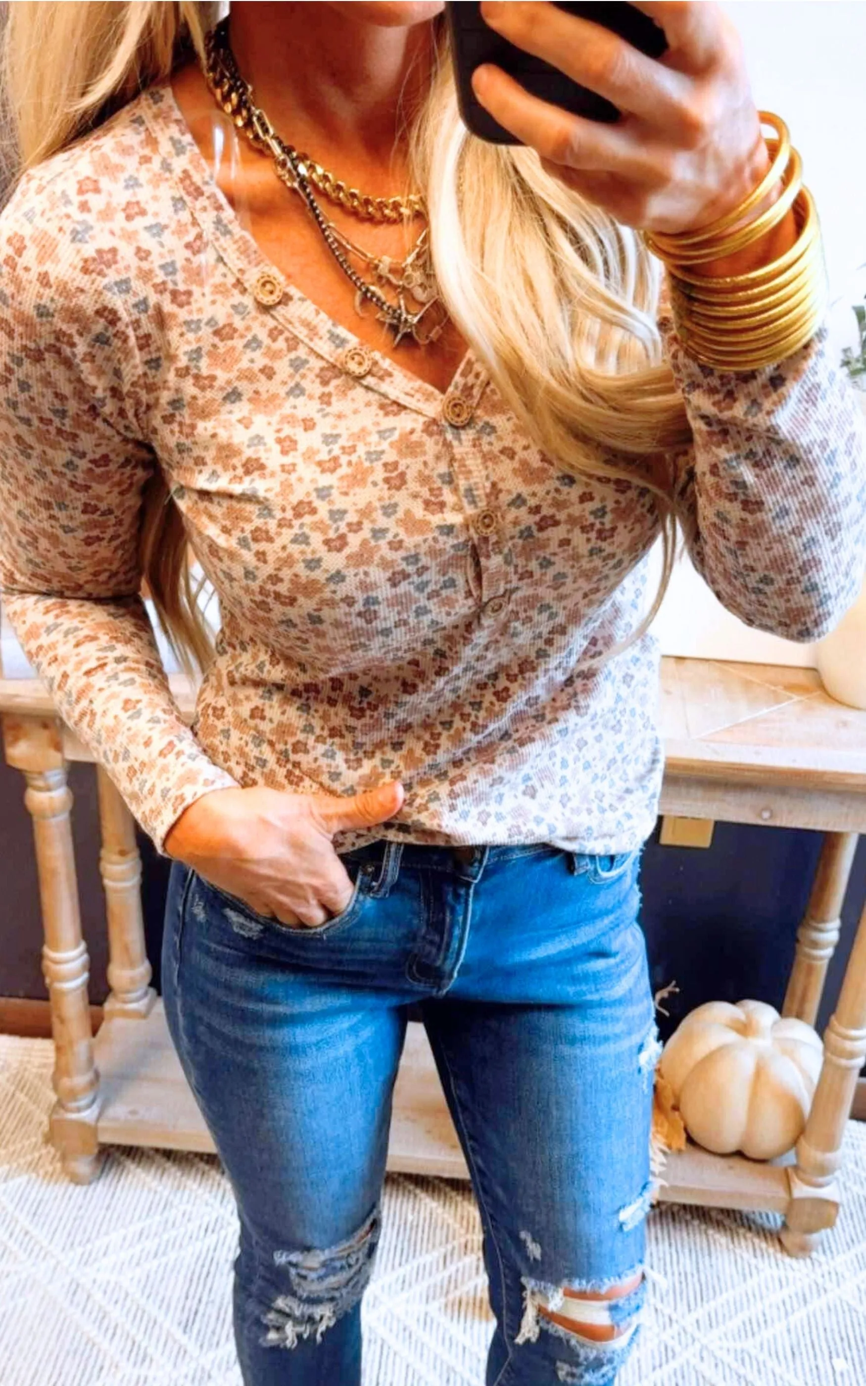 Sunshine Floral V Neck Top