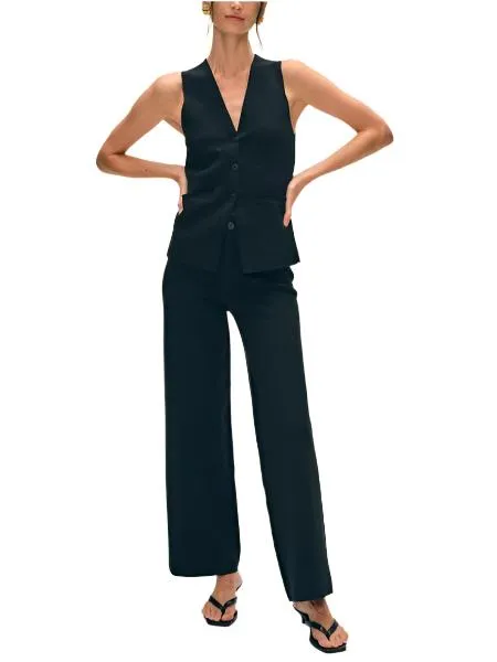 Superfine Organic Cotton Wide Leg Pant (Black)