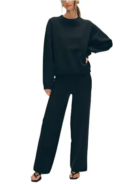 Superfine Organic Cotton Wide Leg Pant (Black)