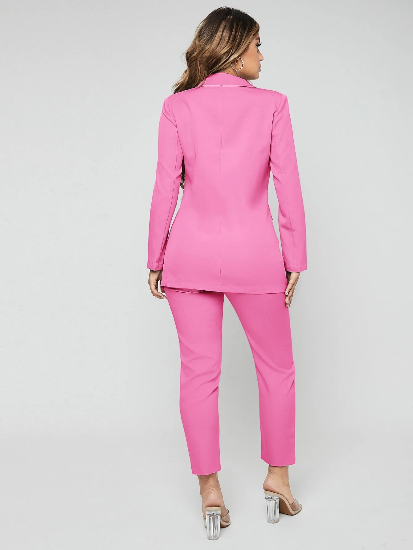 SXY Lapel Neck Double Breasted Blazer & Pants Suit