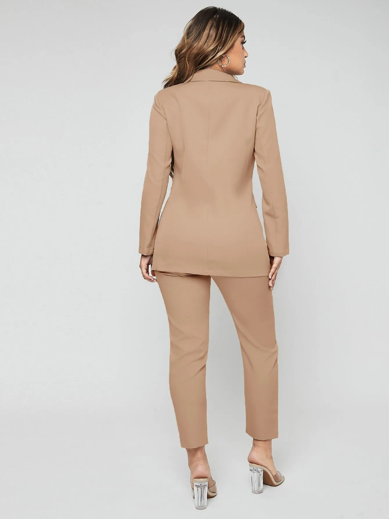 SXY Lapel Neck Double Breasted Blazer & Pants Suit