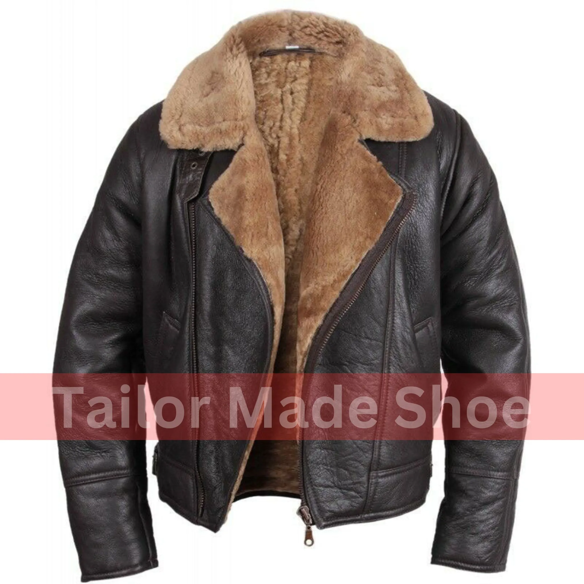 Tailor Made Men's Black Sheepskin Leather Jacket B3 Fashion Coat Stylish Jackets
