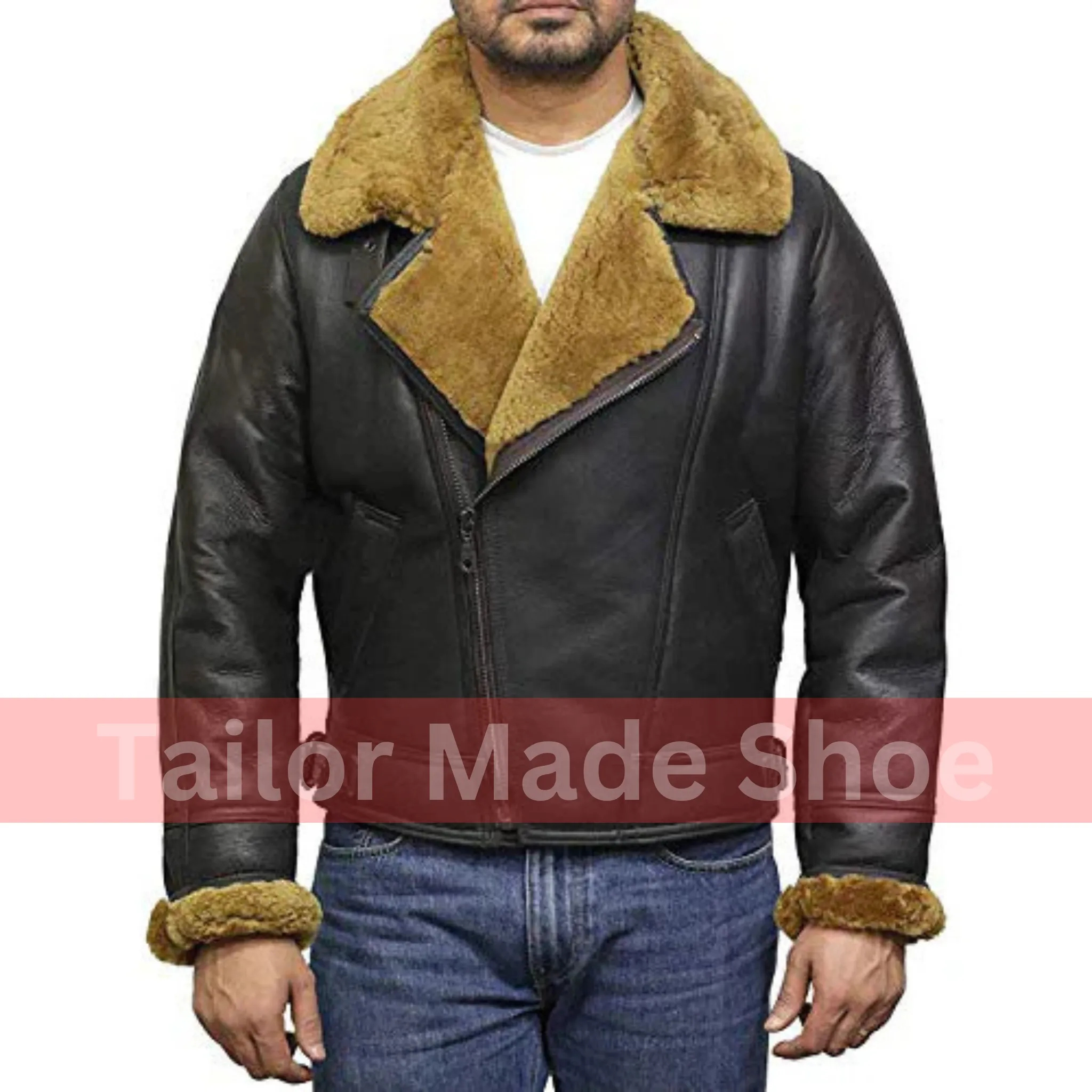 Tailor Made Men's Genuine Brown Sheepskin Leather Flying Pilot B3 Jackets