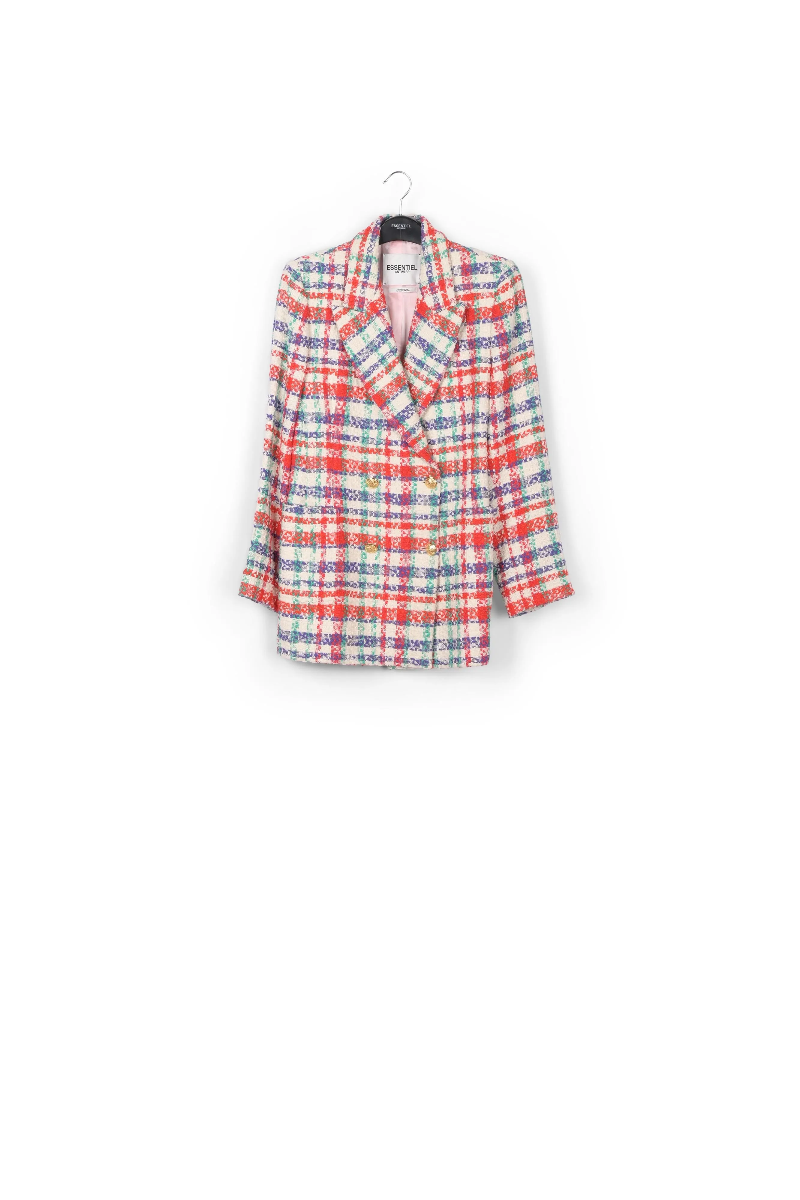 Tailored cotton blazer with checked motif