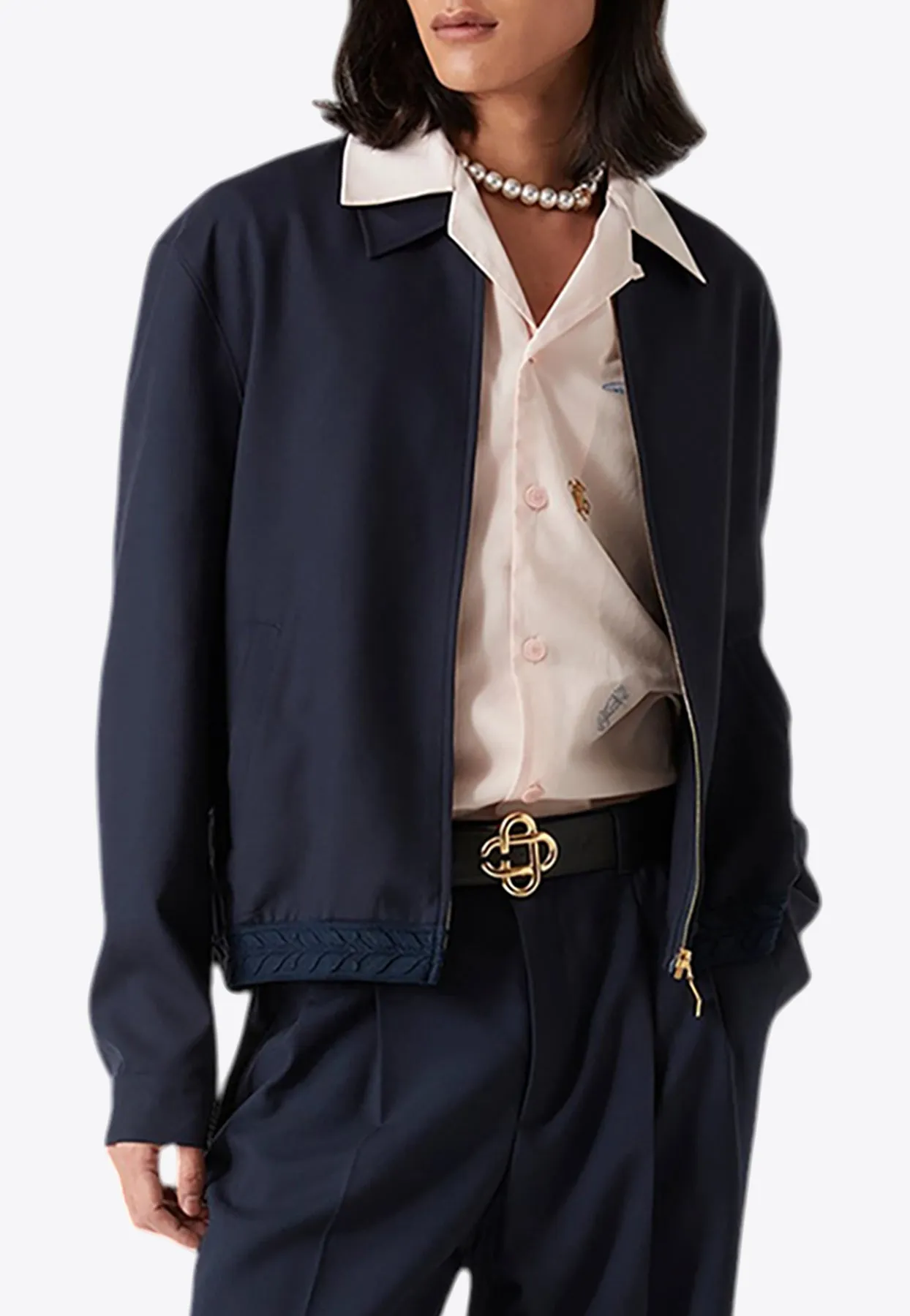 Tailored Wool Zip-Up Jacket