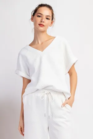 Textured V-Neck Top