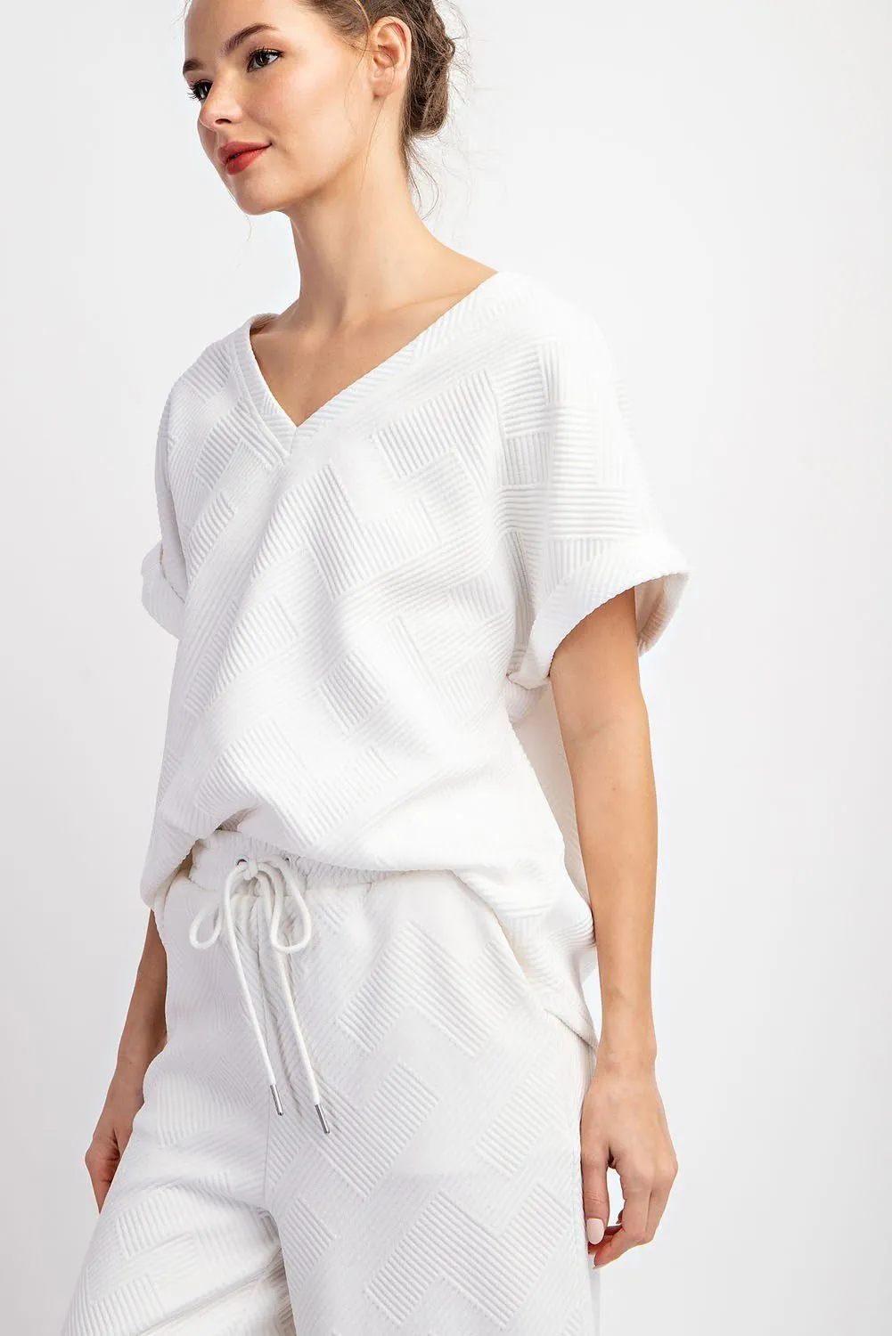Textured V-Neck Top