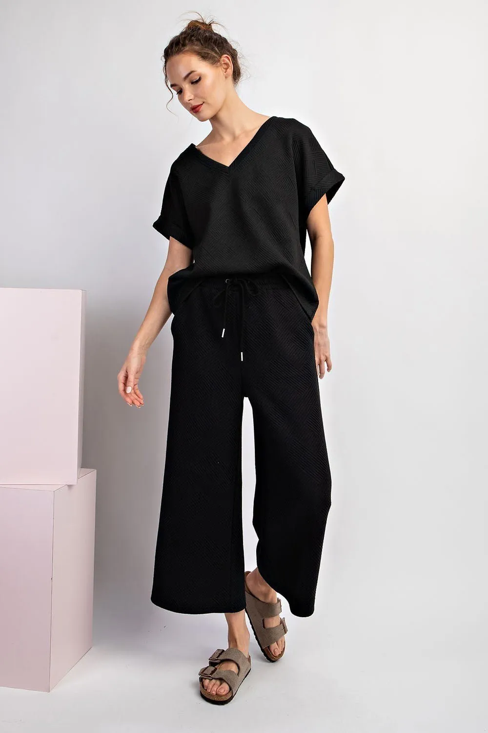Textured V-Neck Top