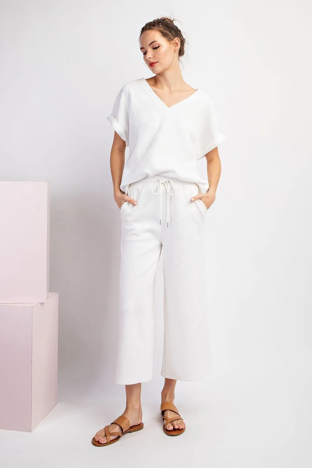 Textured V-Neck Top