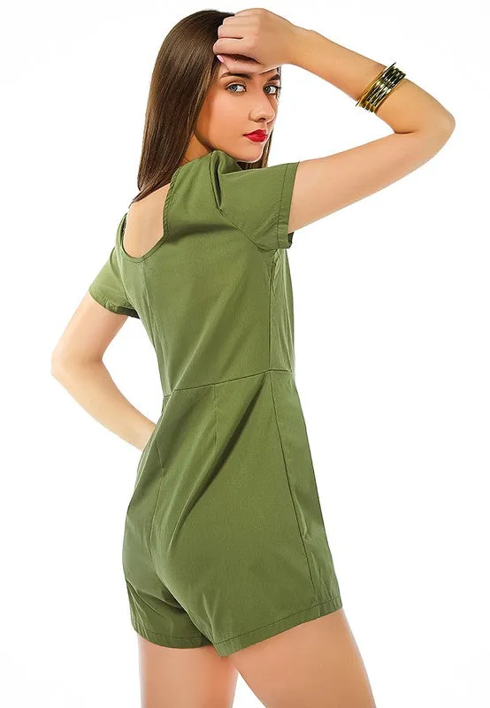 The Emerald Edge Button-Up Romper