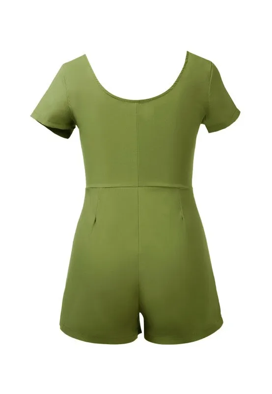 The Emerald Edge Button-Up Romper