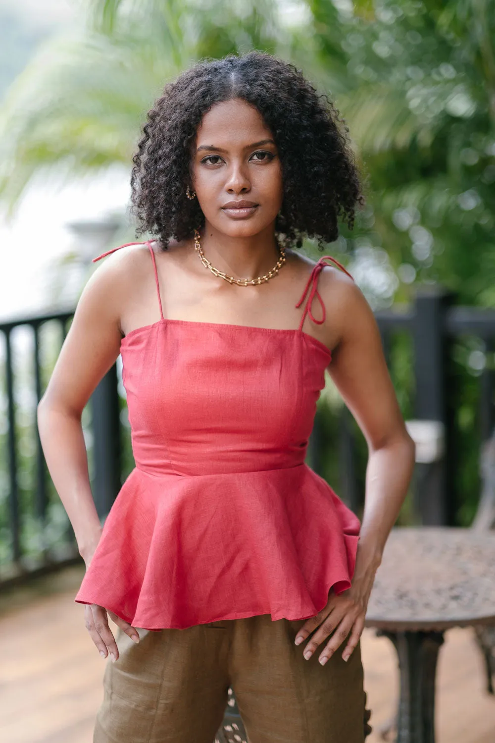 The Linen Peplum Top