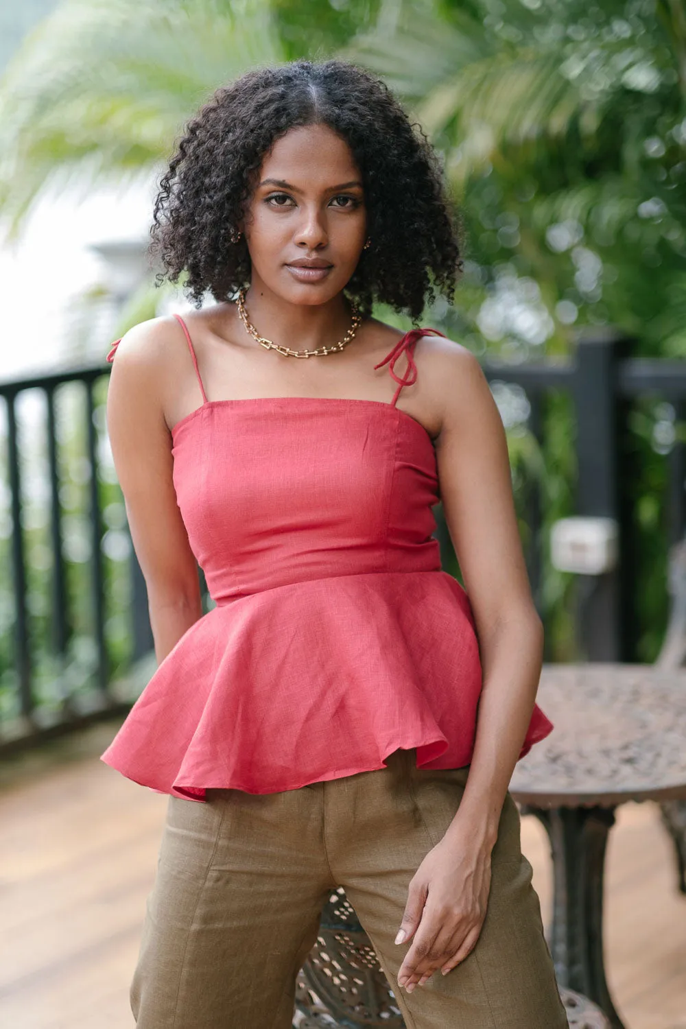The Linen Peplum Top