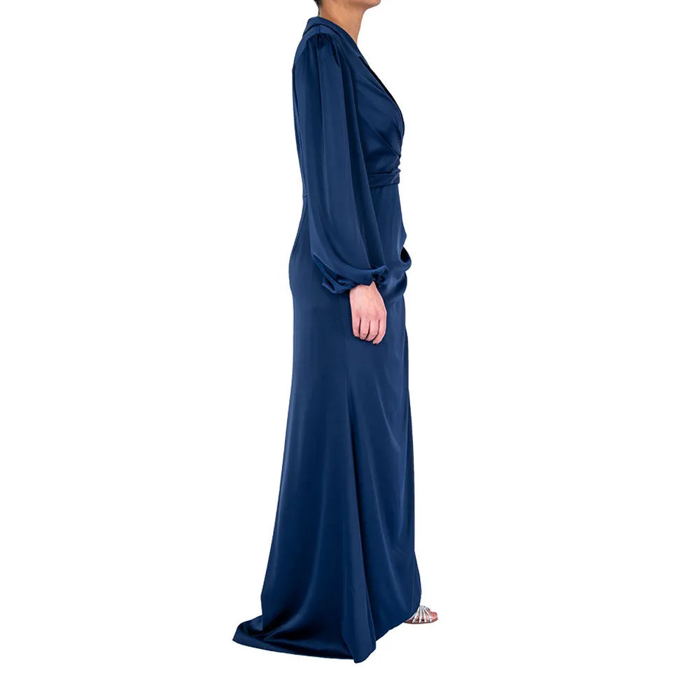 Theia kali Wrapped Satin Gown