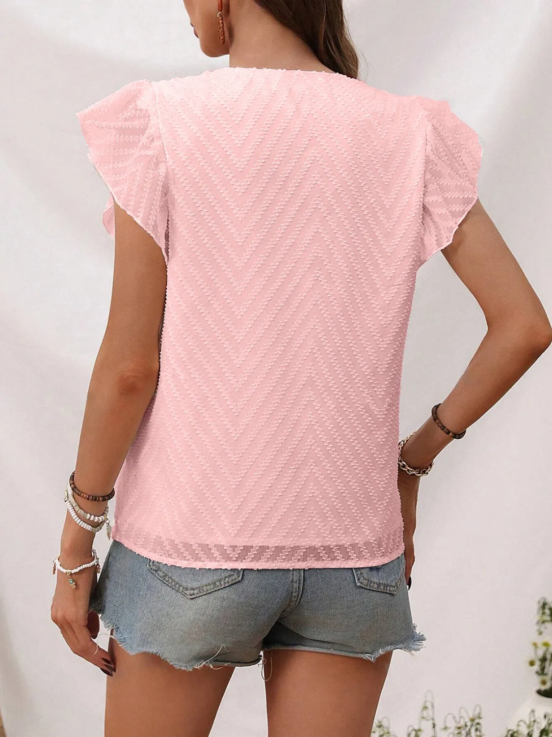 Tiffany V-Neck Cap Sleeve Blouse