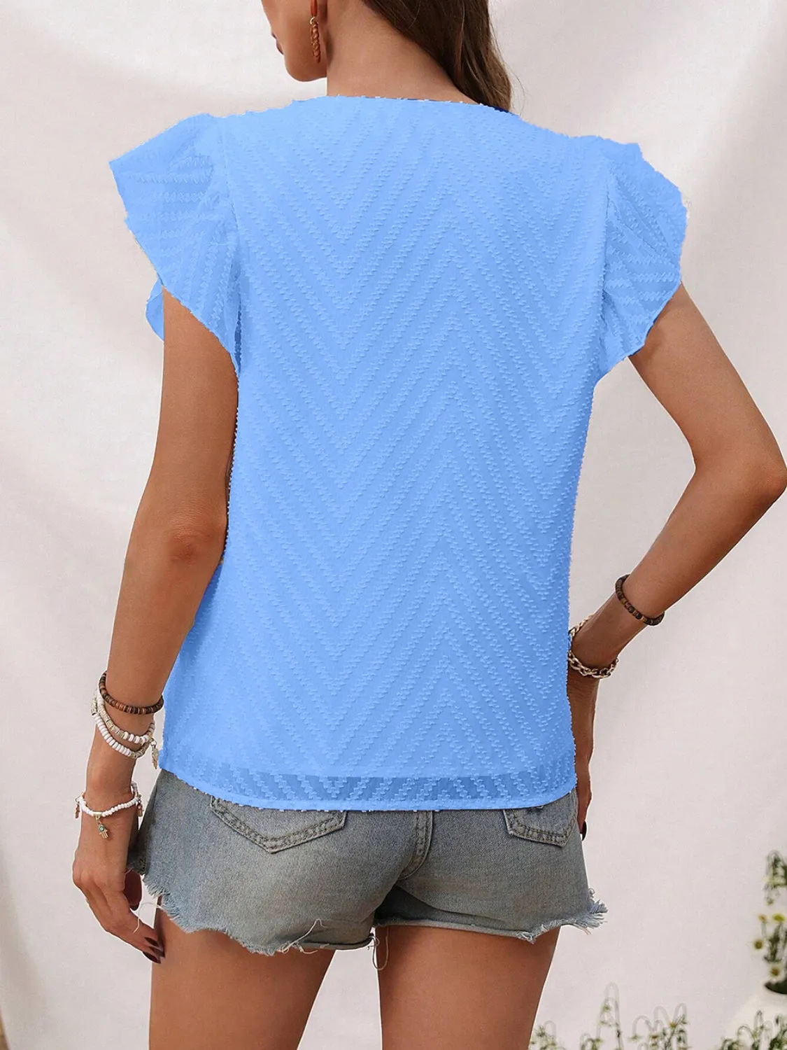 Tiffany V-Neck Cap Sleeve Blouse