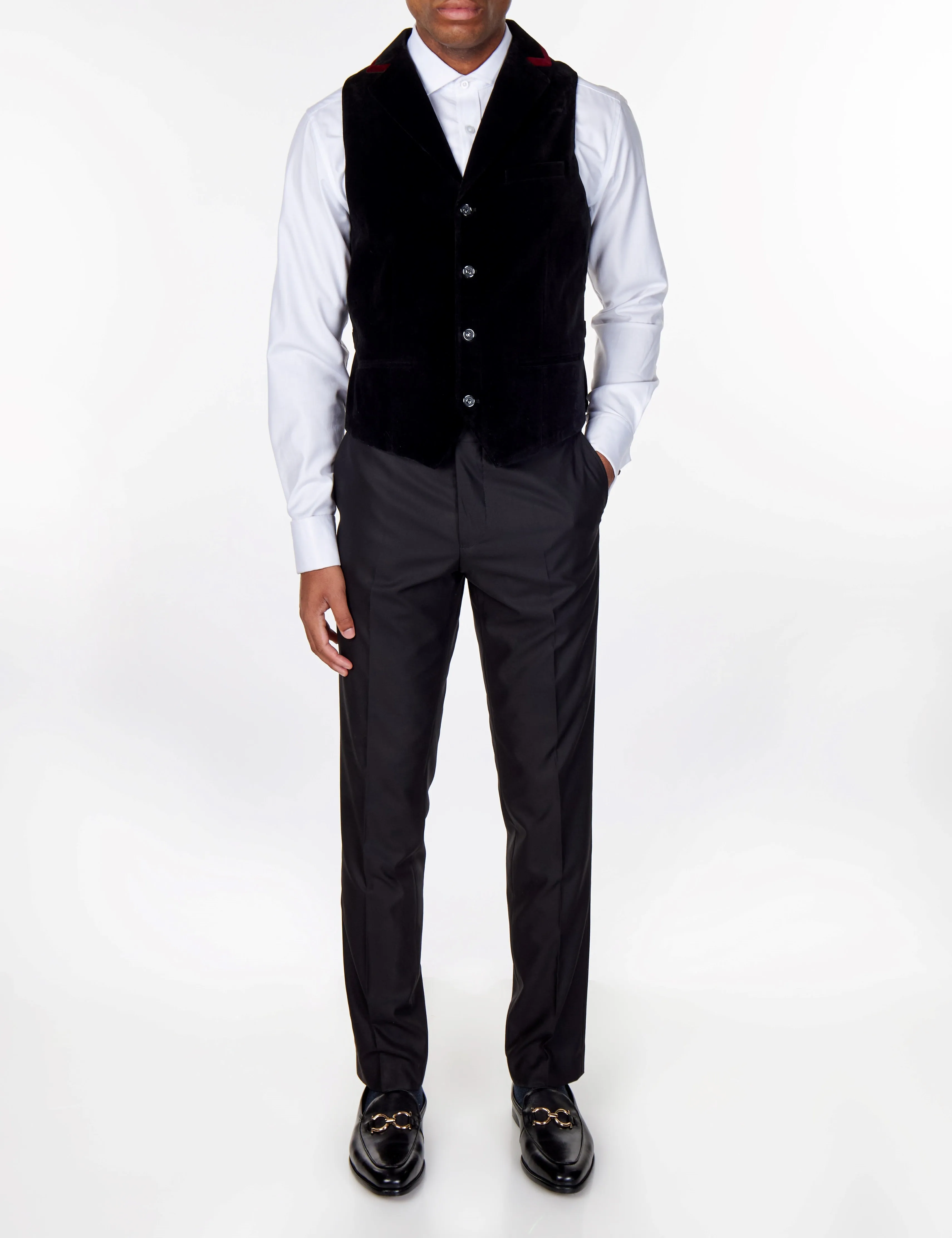 TIM Black Velvet Collar Waistcoat
