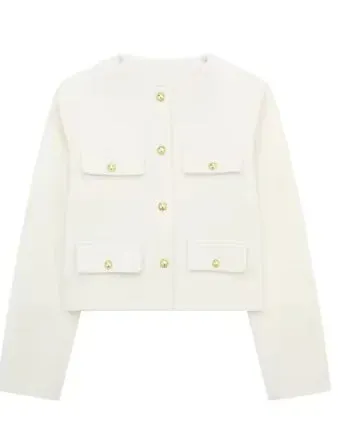 Timeless Contemporary Long Sleeve Round Neck Tweed Jacket